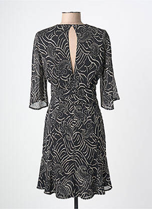 Robe mi-longue coupe fluide manches longues noir JANE WOOD femme