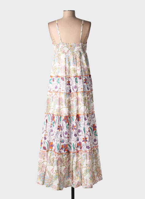 Robe longue manches bretelles ajustables fines bretelles blanc PLACE DU SOLEIL femme