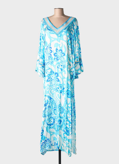 Robe longue manches longues manches longues bleu PHO FIRENZE femme