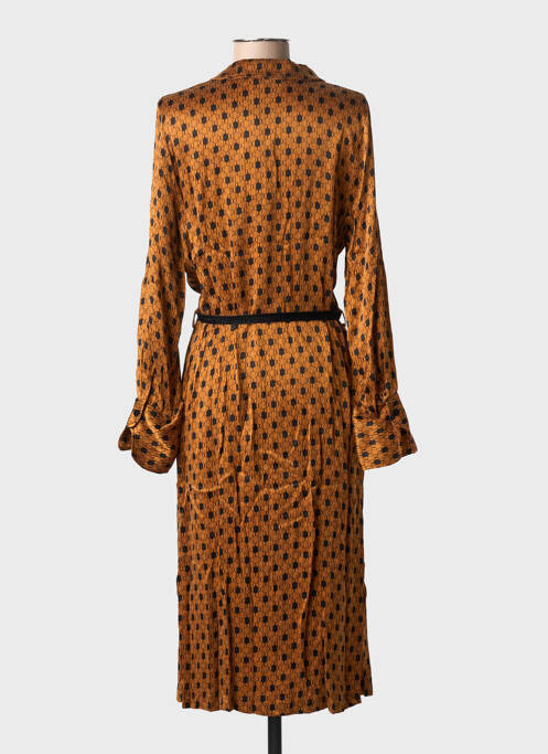 Robe mi-longue coupe fluide manches longues marron LA PETITE FRANCAISE femme