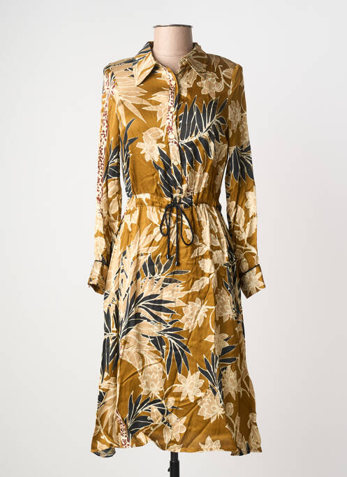 Robe mi-longue coupe fluide manches longues marron LA PETITE FRANCAISE femme