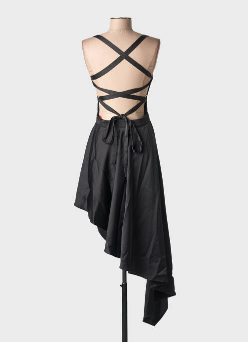 Robe mi-longue coupe fluide sans manche noir MAISON MONZERIAN femme