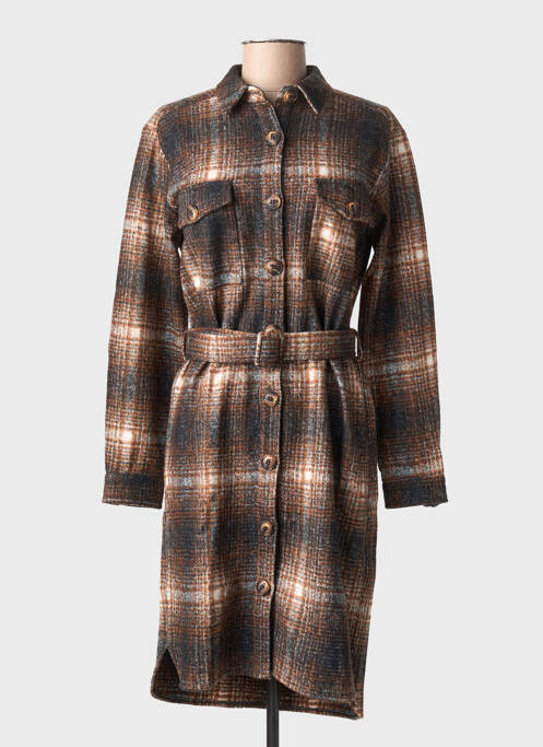 Robe mi-longue manches longues manches longues marron LA PETITE FRANCAISE femme