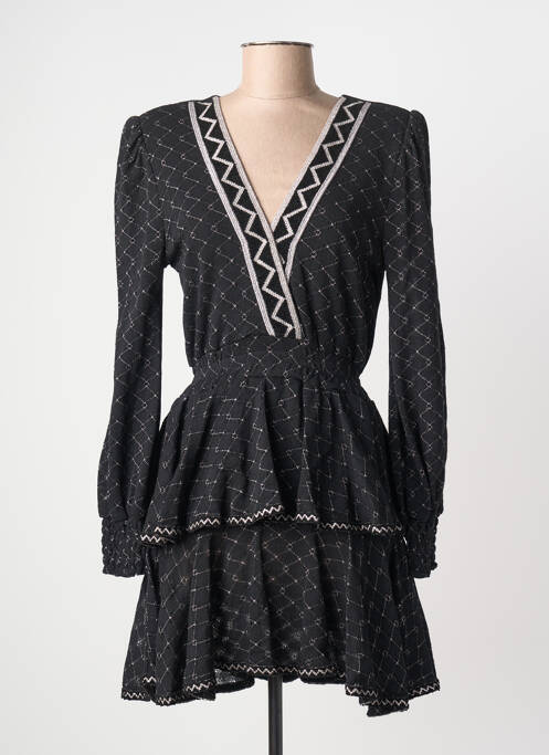Robe mi-longue coupe fluide manches longues noir PHO FIRENZE femme