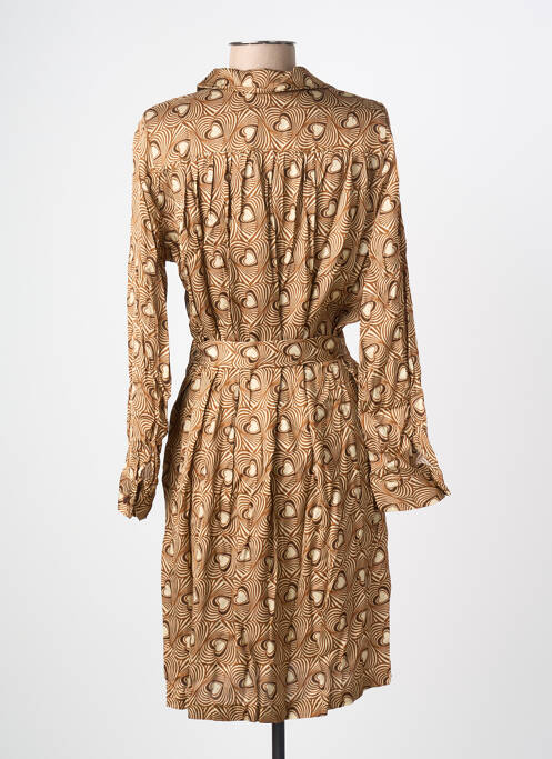 Robe mi-longue coupe fluide manches longues marron LA PETITE FRANCAISE femme