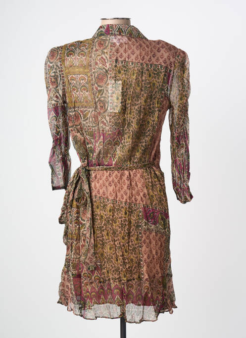 Robe mi-longue coupe fluide manches longues marron BELAIR femme