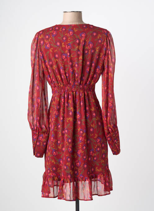 Robe mi-longue coupe fluide manches longues rouge JANE WOOD femme