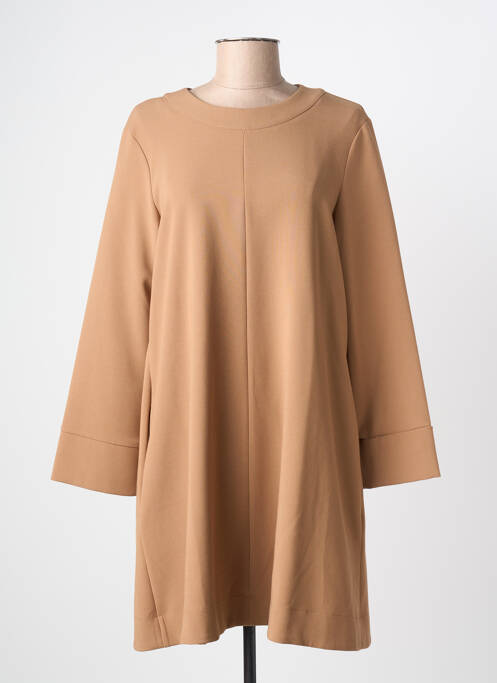 Robe mi-longue manches longues manches longues beige DIXIE femme