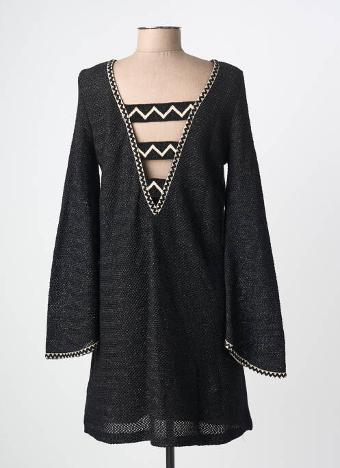 Robe mi-longue coupe fluide manches longues noir PHO FIRENZE femme