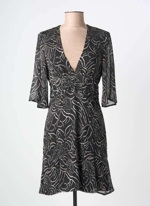 Robe mi-longue coupe fluide manches longues noir JANE WOOD femme