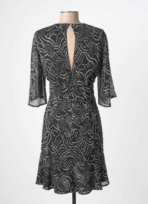 Robe mi-longue coupe fluide manches longues noir JANE WOOD femme