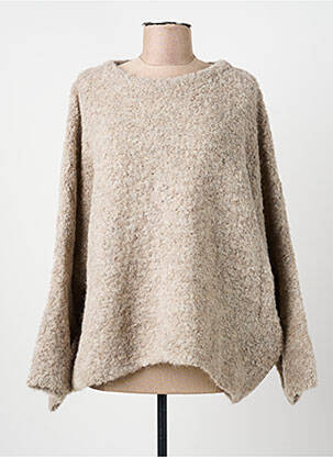 Pull coupe droite manches longues beige SUMMUM femme