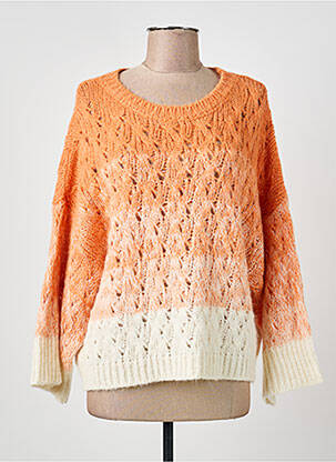 Pull coupe droite manches longues orange SUMMUM femme