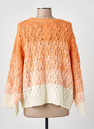 Pull coupe droite manches longues orange SUMMUM femme