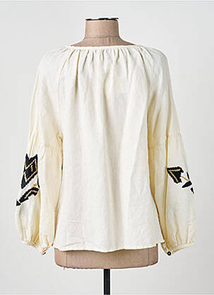 Blouse imprimé fantaisie manches longues beige SUMMUM femme
