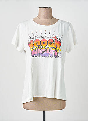T-shirt sérigraphie floquée manches courtes blanc NINE TEES femme