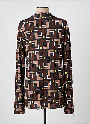 Chemisier imprimé fantaisie manches longues marron MALIPARMI femme
