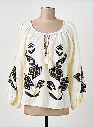 Blouse imprimé fantaisie manches longues beige SUMMUM femme