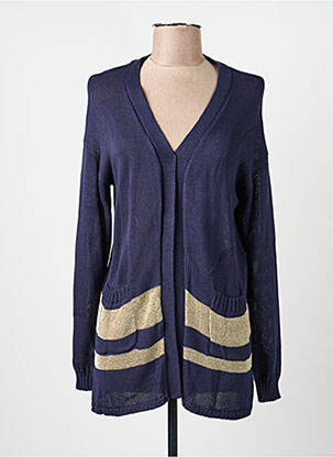 Gilet manches longues col v bleu ODEMAI femme