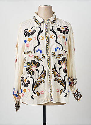 Chemisier imprimé fantaisie manches longues beige SUMMUM femme