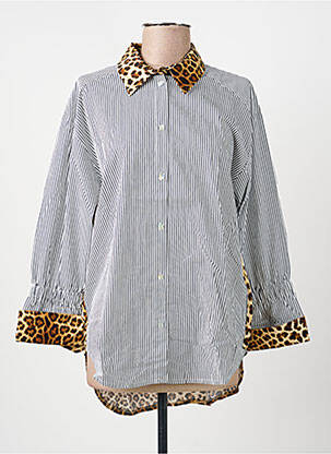 Chemisier coupe droite manches longues bleu SUMMUM femme