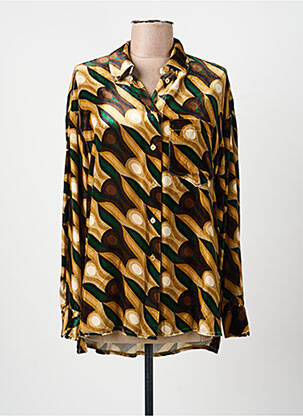 Chemisier imprimé fantaisie manches longues marron MALIPARMI femme
