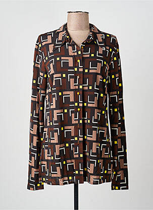Chemisier imprimé fantaisie manches longues marron MALIPARMI femme