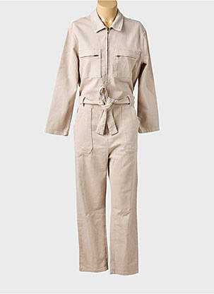 Combi-pantalon col chemisier manches longues beige LA PETITE FRANCAISE femme