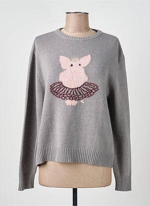 Pull col rond manches longues gris DIXIE femme