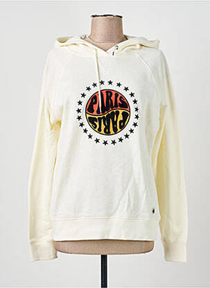 Sweat-shirt à capuche sérigraphie floquée manches longues blanc LA PETITE FRANCAISE femme