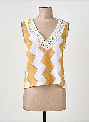 Top imprimé fantaisie sans manche orange PHO FIRENZE femme