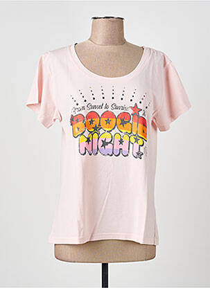 T-shirt sérigraphie floquée manches courtes rose NINE TEES femme