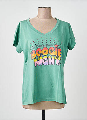 T-shirt sérigraphie floquée manches courtes vert NINE TEES femme