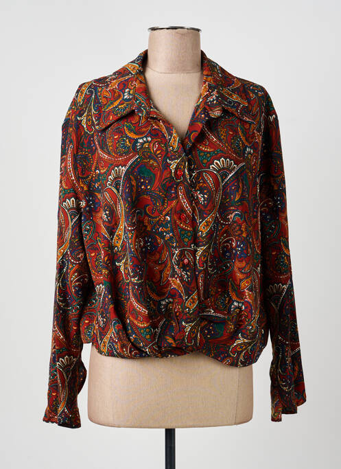 Chemisier imprimé fantaisie manches longues marron BELAIR femme