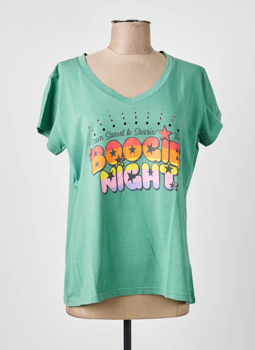 T-shirt coupe droite manches courtes vert NINE TEES femme