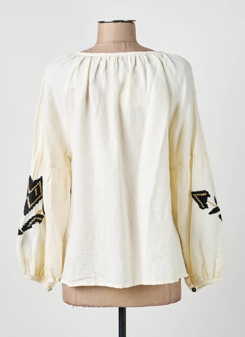 Blouse imprimé fantaisie manches longues beige SUMMUM femme