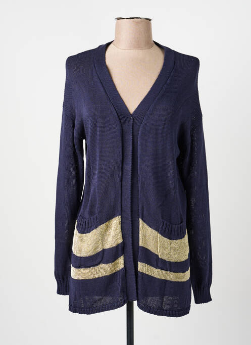 Gilet manches longues col v bleu ODEMAI femme