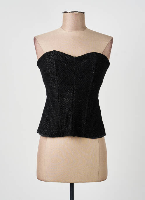 Top coupe cintrée sans manche noir PHO FIRENZE femme