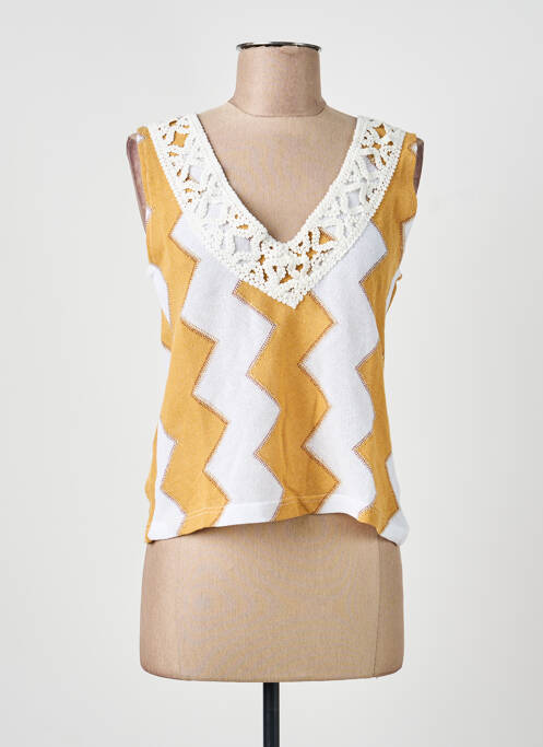 Top imprimé fantaisie sans manche orange PHO FIRENZE femme