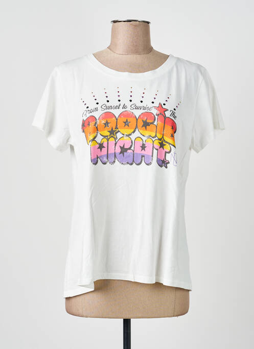 T-shirt sérigraphie floquée manches courtes blanc NINE TEES femme