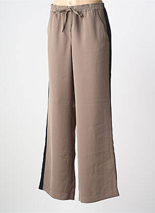 Pantalon large tissage crêpe taille normale marron SUMMUM femme