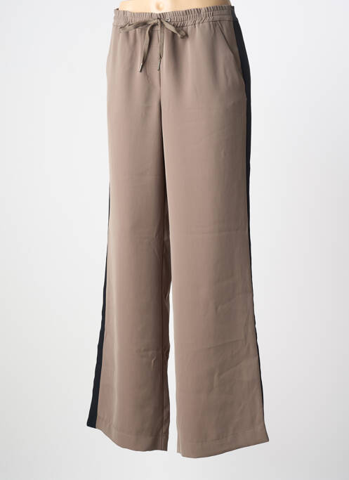 Pantalon large tissage crêpe taille normale marron SUMMUM femme