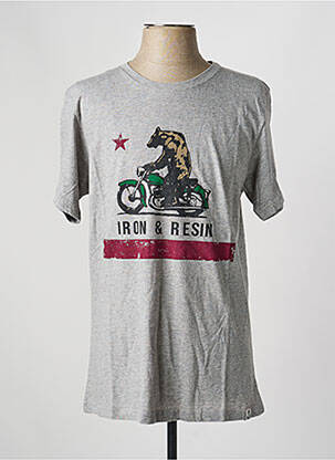 T-shirt tissage chiné manches courtes gris IRON AND RESIN homme