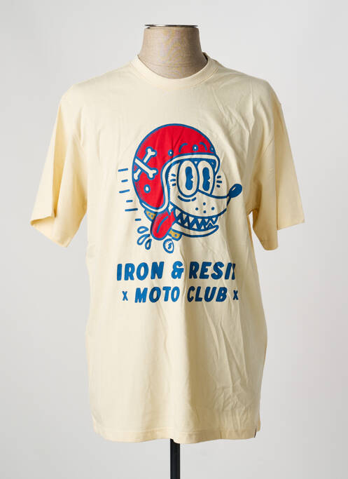 T-shirt stretch manches courtes beige IRON AND RESIN homme
