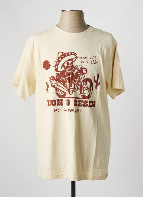T-shirt stretch manches courtes beige IRON AND RESIN homme