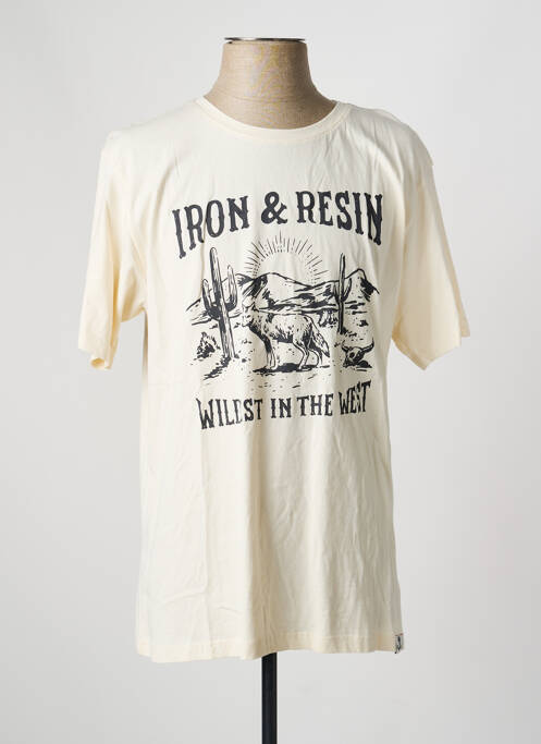 T-shirt stretch manches courtes beige IRON AND RESIN homme