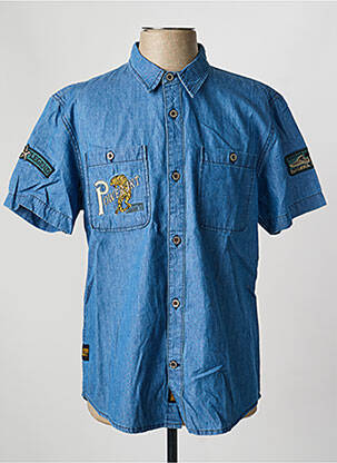 Chemise manches courtes coupe cintrée bleu DAYTONA homme