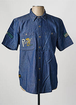 Chemise manches courtes coupe cintrée bleu DAYTONA homme