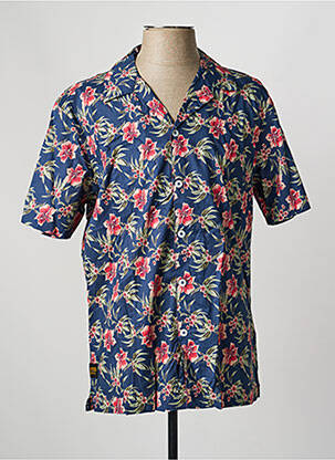 Chemise manches courtes col tailleur bleu DAYTONA homme