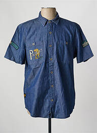 Chemise manches courtes coupe cintrée bleu DAYTONA homme